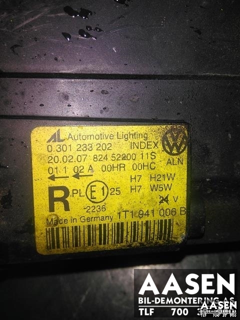 Frontlykt høyre halogen til VW Touran 2007-2010 (Type I, Fase 2)  (AL|1T1941006B|)