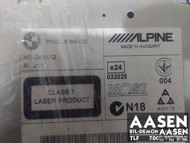 Bilstereo til BMW 1-Serie 2011-2015 (Fase 1) (F20/F21) (F20/F21) (ALPINE|65 12 9 317 872|)