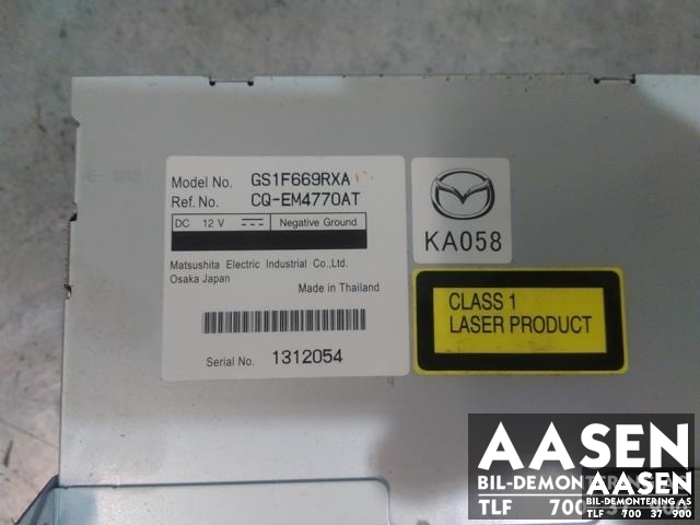 Bilstereo til Mazda 6 2008-2010 (Type II, Fase 1)  (MATSUSHITA|GS1F669RXA|)