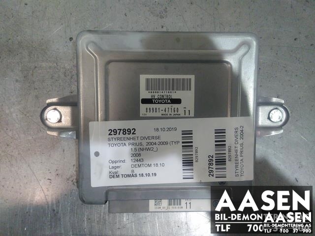 Styreenhet motor til Toyota Prius, 2004-2009 (Type II) (COMBI) (COMBI) (89981-47160)