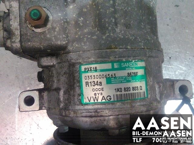 Aircondition kompressor til VW Golf, Plus/Cross 2005-2009 (Fase 1)  (SANDEN|1K0 820 803 Q|)