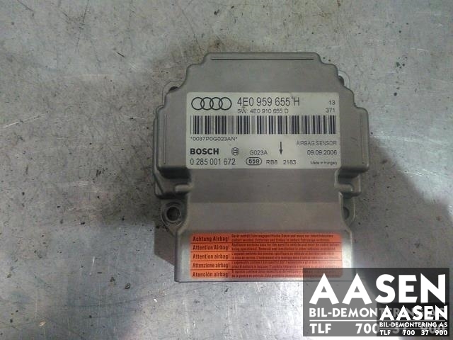 Airbag elektronikk til Audi A8 2003-2010 (Type II) (BOSCH|4E0 959 655 H|0285001672|)