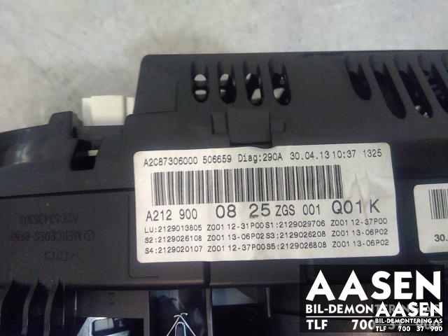 Instrumentpanel til Mercedes E-Klasse 2013-2016 (Fase 2) (W212) (W212) (A2129000825|)