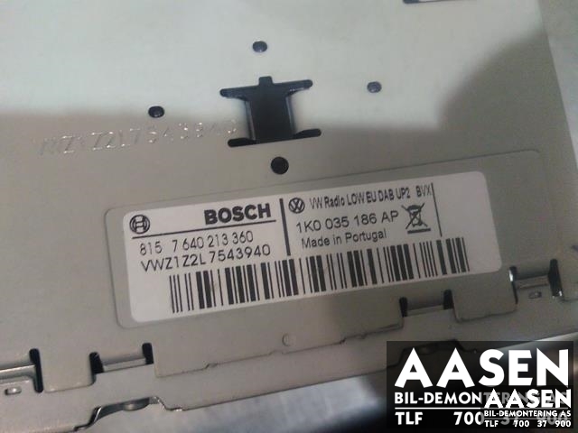 Bilstereo til VW Touran 2010-2015 (Type I, Fase 3) (BOSCH|1K0035186AP|)