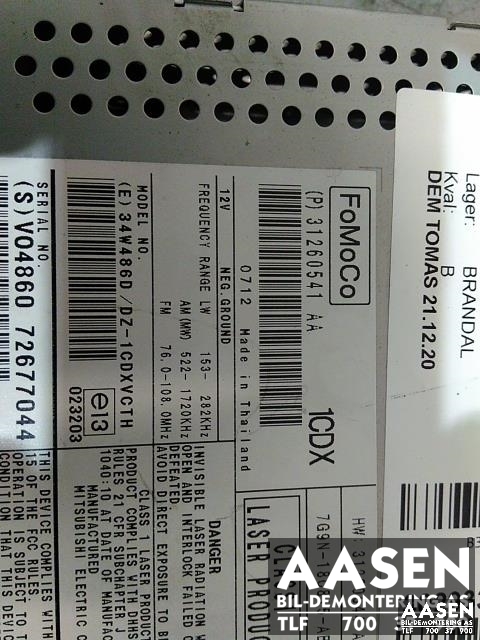 Bilstereo til Volvo V70 2007-2013 (Type III, Fase 1)  (31260541AA|)