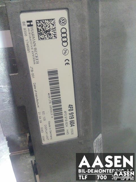 Bilstereo navigasjon skjerm til Audi A5 2007-2016 (Type I)  (HARMAN/BECKER|4F0919604|)