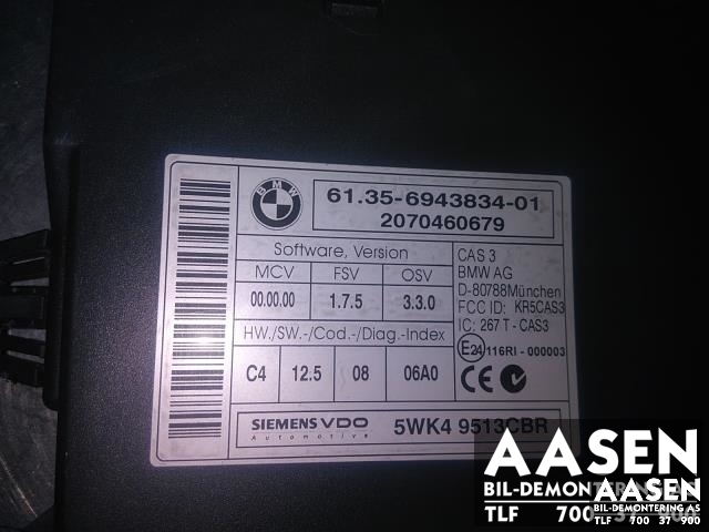 Styreenhet diverse til BMW 1-Serie 2004-2011 (E81/E82/E87/E88) (E81/E82/E87/E88) (SIEMEBS|61 35 6 943 834|)