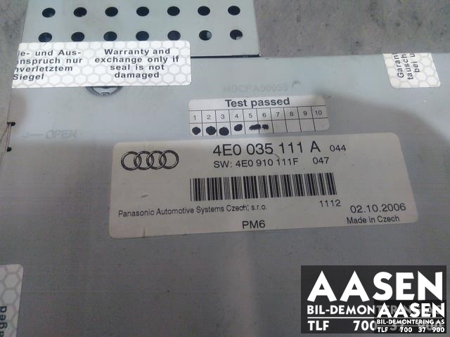 Bilstereo CD-veksler til Audi A8 2003-2010 (Type II) (PANASONIC|4E0 057 111 FX|4E0035111A|)