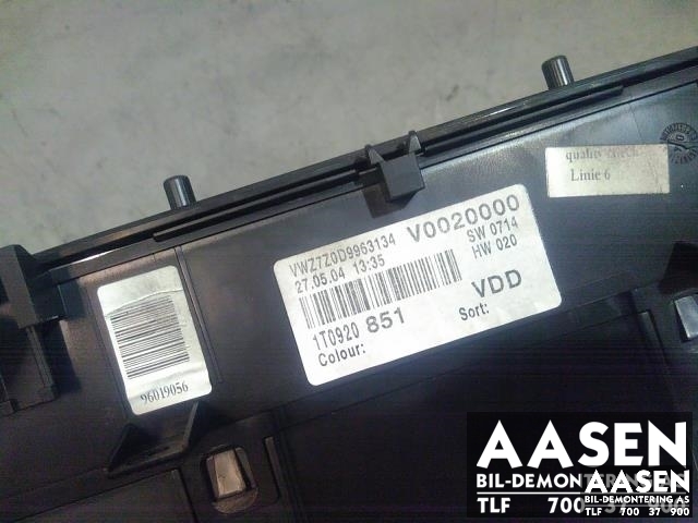 Instrumentpanel til VW Touran 2003-2006 (Type I, Fase 1) (1T0 920 851|)