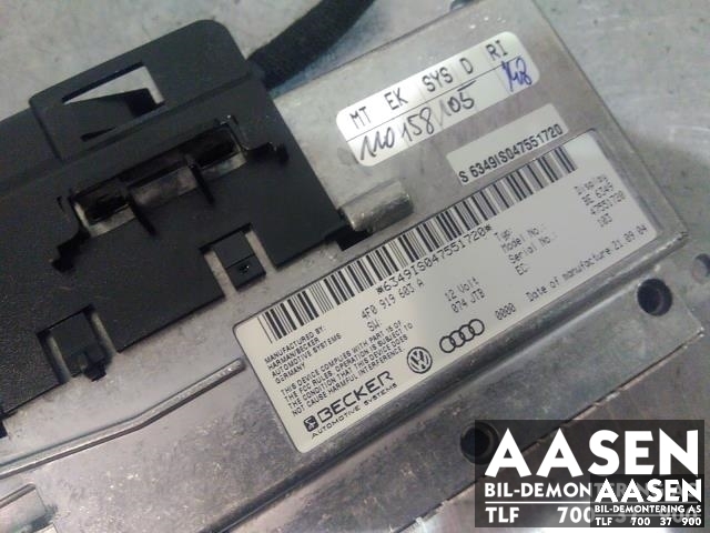 Bilstereo navigasjon skjerm til Audi A6 2005-2008 (Type III, Fase 1) (C6) (C6) (BECKER|8T0 919 603 C|4F0 919 603 A|)
