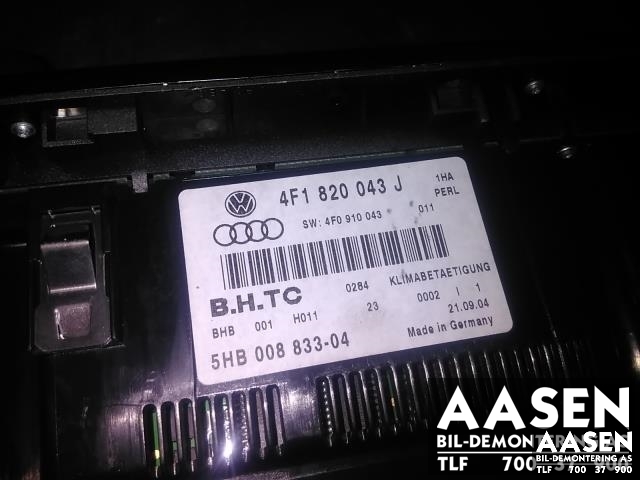 Varmeapparat betjening til Audi A6 2005-2008 (Type III, Fase 1) (C6) (C6) (4F1820043J|)