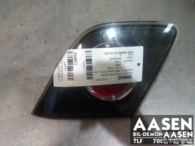 Baklykt venstre indre til Mazda 3 2006-2009 (Type I, Fase 2)