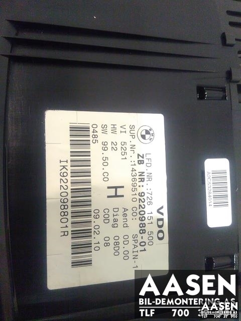 Instrumentpanel til BMW X1 2009-2015 (E84) (E84) (9220988-01|)
