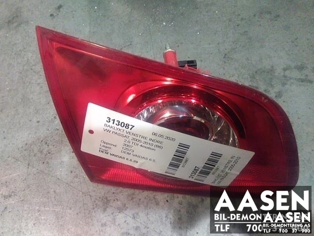 Baklykt venstre indre til VW Passat, 2005-2010 (B6) (B6) (3C9 945 093)