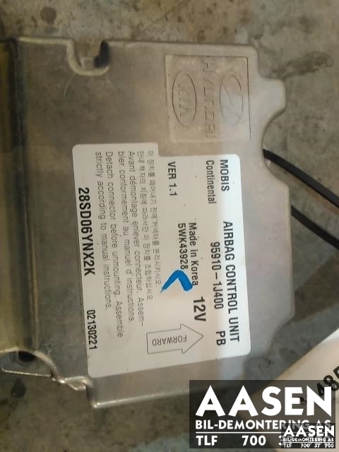 Airbag elektronikk til Hyundai i20 2009-2014 (Type I)  (95910 1J400|)