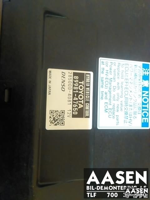 Styreenhet diverse til Toyota Prius +7 2012-2020 (Type III) (stasjonsvogn) (stasjonsvogn) (89981-47650|)