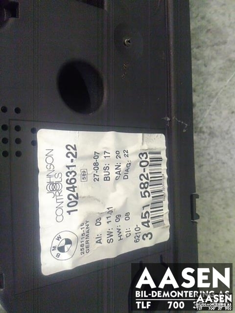 Instrumentpanel til BMW X3 2007-2010 (Fase 2) (E83) (E83) (JOHNSON CONTROLS|3451582-03|)