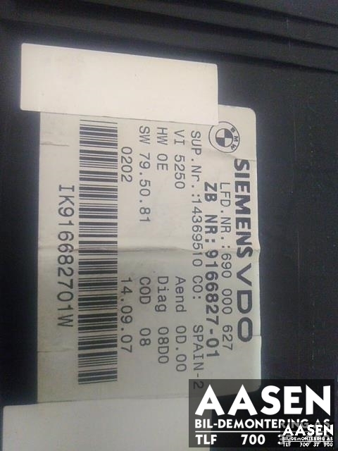 Instrumentpanel til BMW 3-Serie 2005-2011 (E90/E91/E92/E93) (E90/E91/E92/E93) (SIEMENS|9166827-01|)