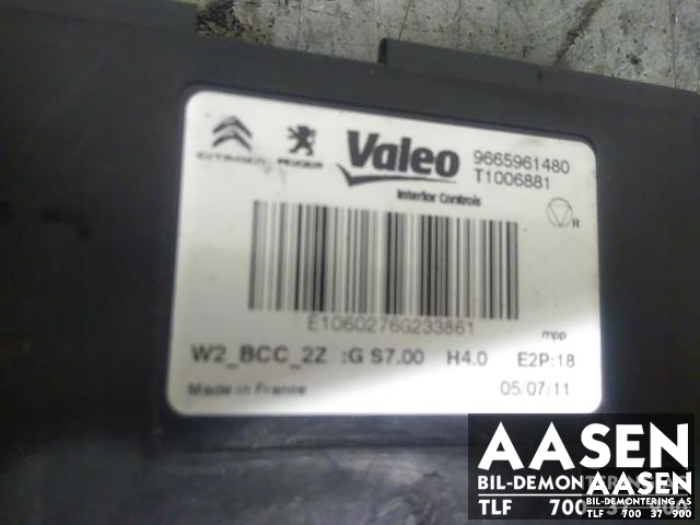 Styreenhet klima/aircondition til Peugeot 508 2011-2014 (Type I, Fase 1)  (VALEO|9665961480|)