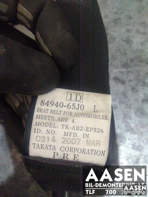 Sikkerhetsbelte foran venstre til Suzuki Grand Vitara 2005-2015 (Type III)  (TAKATA|84940-65J0L|)