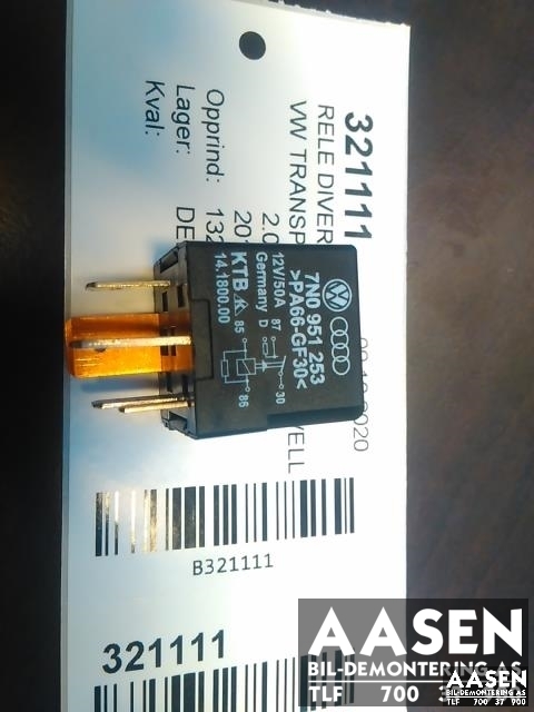 Rele diverse til VW Transporter / Caravelle, 2015-2019 (T6) (T6) (7N0951253)