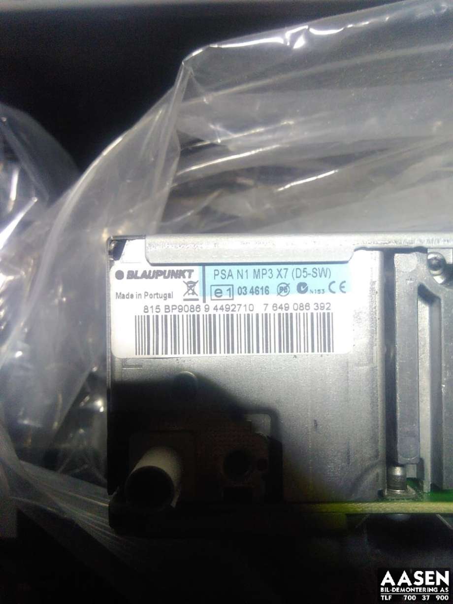 Bilstereo til Peugeot Partner 2008-2015 (Type II, Fase 1)  (BLAUPUNKT|6574 PP|6574 PQ|16 142 014 80| 9666393777)