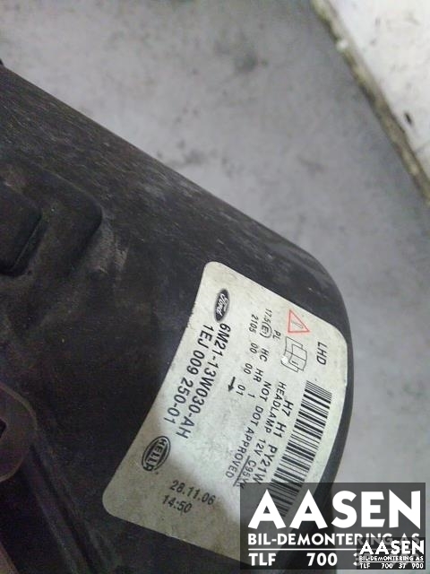 Frontlykt venstre halogen til Ford S-Max 2006-2010 (Type I, Fase 1)  (HELLA|1791506|6M21-13W030-AH|)