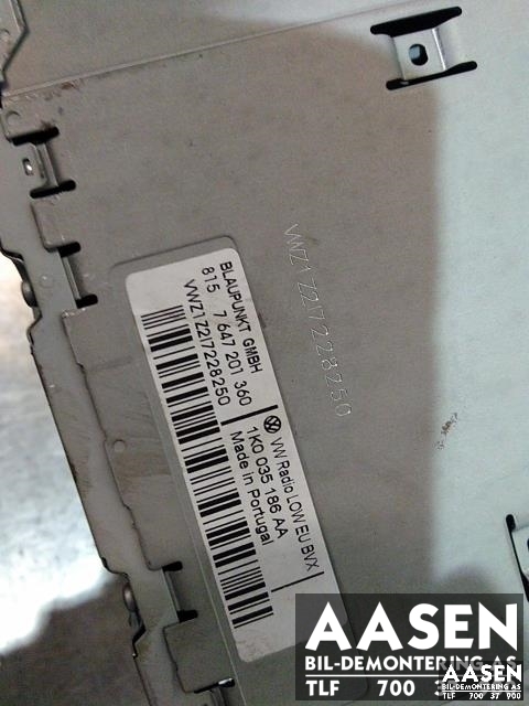 Bilstereo til VW Golf VI 2008-2012 (BLAUPUNKT|1K0035186AA|)