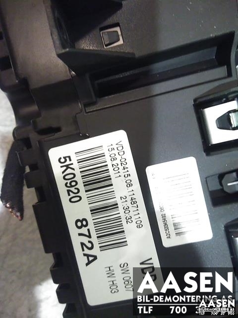 Instrumentpanel til VW Golf VI 2008-2012  (5K0 920 872 AX|5K0920872A|)