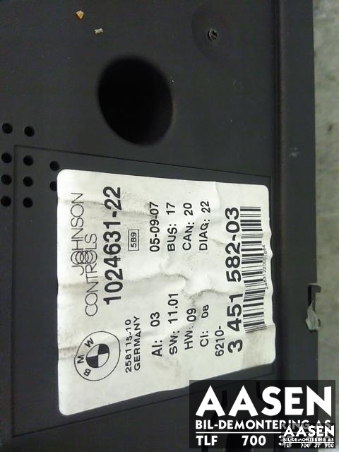 Instrumentpanel til BMW X3 2007-2010 (Fase 2) (E83) (E83) (JOHNSON CONTROLS|62 10 3 451 582|3451582-03|)
