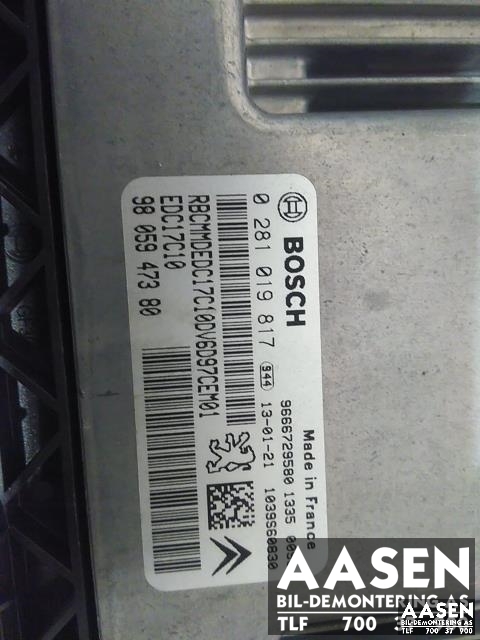 Styreenhet motor til Citroën Berlingo 2008-2015 (Type II, Fase 1)  (BOSCH|9805947380|0281019817|)