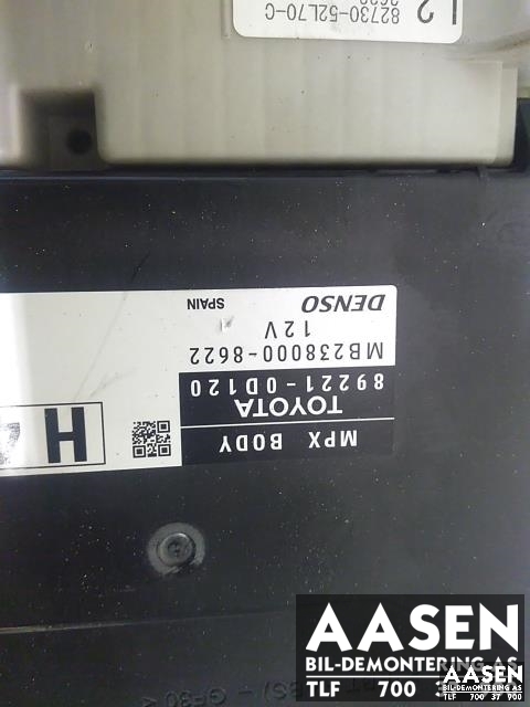Styreenhet diverse til Toyota Yaris 2014-2020 (Type III, Fase 2)  (DENSO|89221-0D120|)