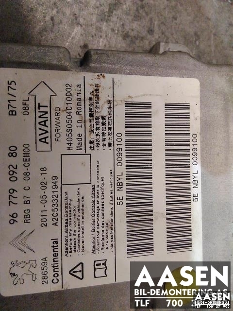 Airbag elektronikk til Citroën C4 2011-2017 (Type II) (6546 CE|96 786 915 80|6546 CF)