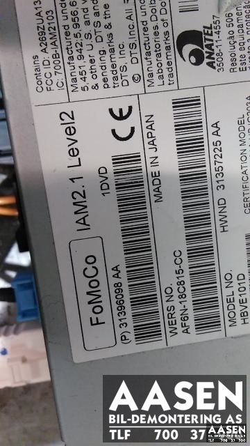 Bilstereo, med DAB til Volvo V70 2014-2016 (Type III, Fase 2)  (31396098 AA|)