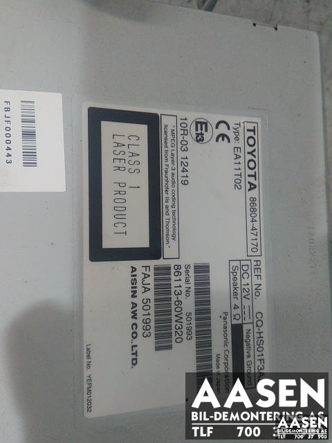 Bilstereo navigasjon til Toyota Prius +7 2012-2020 (Type III) (stasjonsvogn) (stasjonsvogn) (AISIN|86113-60W320|)