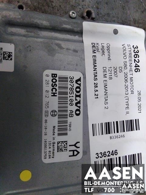 Styreenhet motor til Volvo S80 2006-2013 (Type II, Fase 1)
