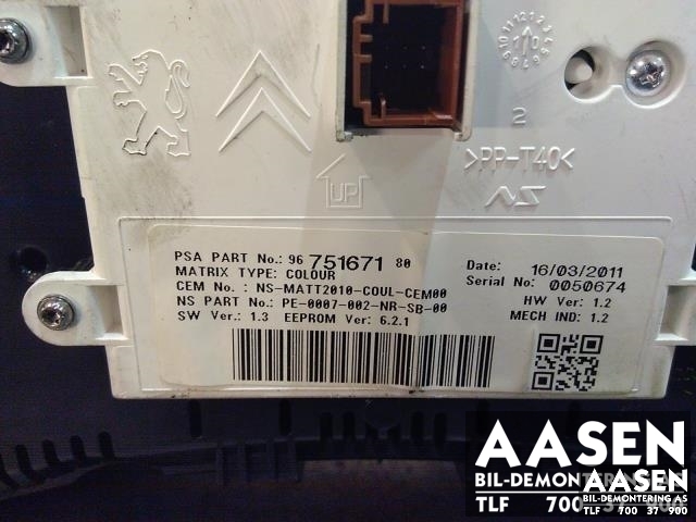 Instrumentpanel til Citroën C4 2011-2017 (Type II)  (96 769 096 80|98 128 335 80|)