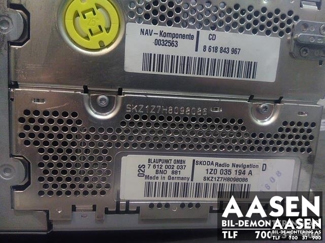 Bilstereo til Škoda Octavia 2005-2008 (Type II, Fase 1) (1Z0035194A|)