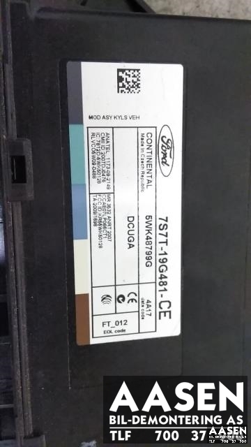 Styreenhet diverse til Ford S-Max 2010-2015 (Type I, Fase 2)  (CONTINENTAL|7S7T-19G481-CE|)