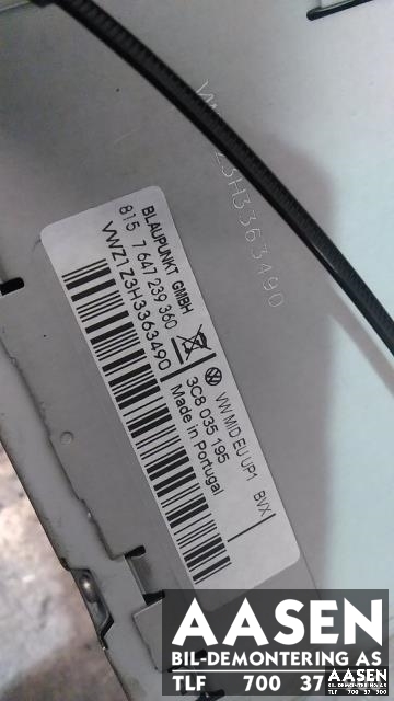 Bilstereo til VW Tiguan 2007-2011 (Type I, Fase 1) (BLAUPUNKT|3C8035195|)