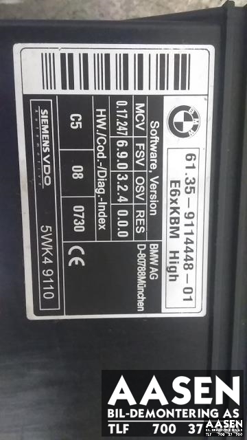 Styreenhet diverse til BMW 5-Serie 2003-2010 (E60/E61) (E60/E61) (SIEMENS|61 35 9 114 448|)