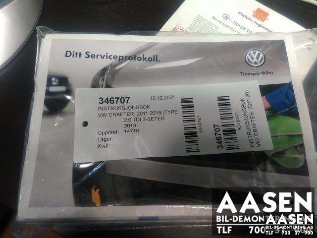 Instruksjonsbok til VW Crafter, 2011-2016 (Type I, Fase 2)  