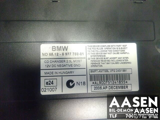 Bilstereo CD-veksler til BMW 3-Serie 2005-2011 (E90/E91/E92/E93) (E90/E91/E92/E93) (65 12 6 977 759|)