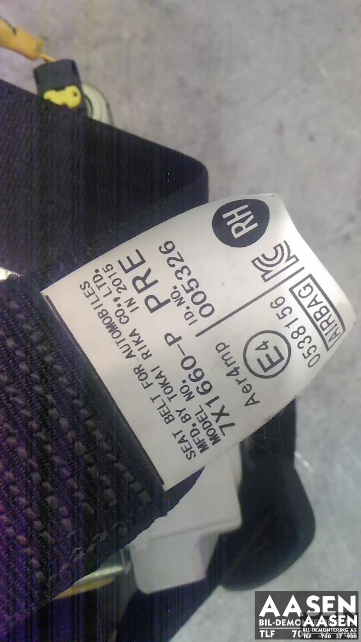 Sikkerhetsbelte foran høyre til Toyota Prius +7 2012-2020 (Type III) (stasjonsvogn) (stasjonsvogn) (7X1660-P|)