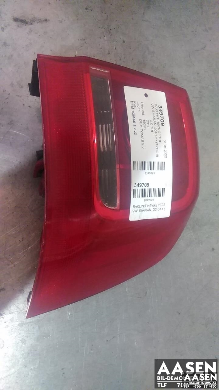 Baklykt høyre ytre til VW Sharan, 2010-->> (Type II) (7N0 945 096 G)