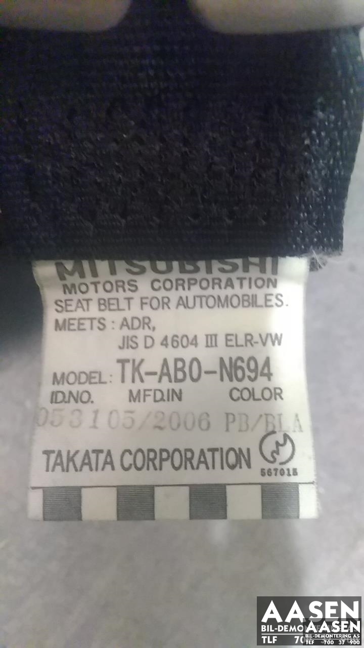 Sikkerhetsbelte bak høyre til Mitsubishi Grandis 2004-2009  (TK-AB0-N694|)