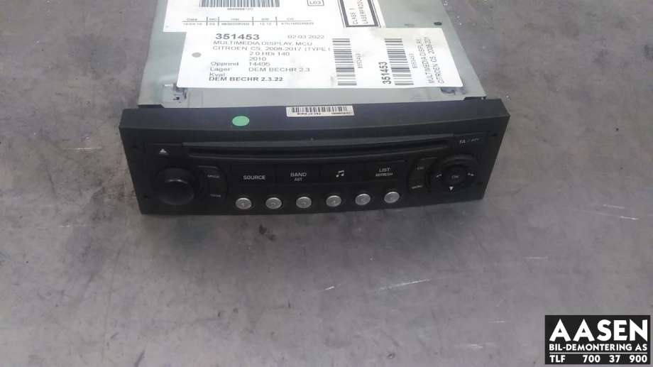 Multimedia display (MCU - Media Controller Unit) til Citroën C5, 2008-2017 (Type II)  (BOSCH|9666968177)