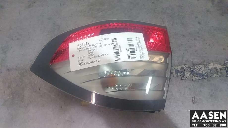 Baklykt høyre ytre til Ford S-Max, 2006-2010 (Type I, Fase 1)  (1467472)