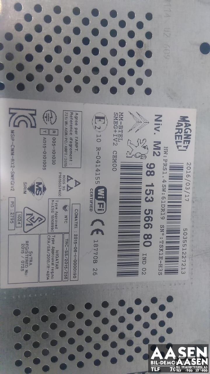 Bilstereo til Peugeot 208 2012-2019 (Type I)  (MAGNET MARELLI|9815356680|16 816 391 80|)