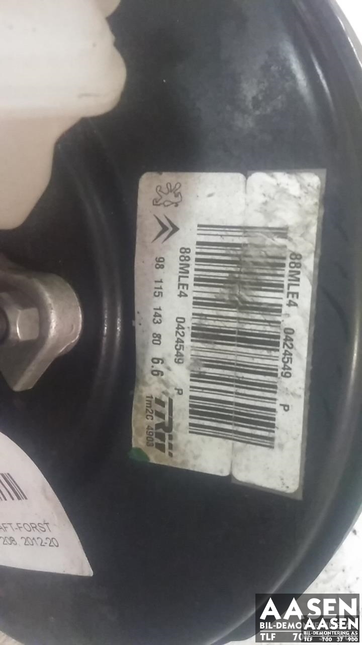 Bremsekraft-forsterker til Peugeot 208 2012-2019 (Type I)  (TRW|16 098 949 80|)